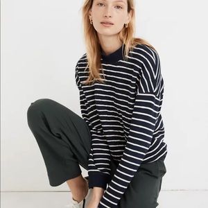 Madewell Quilted Studio Mockneck Sweatshirt in Stripe